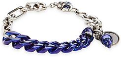 Blue Chrome Skull Charm Chain Bracelet