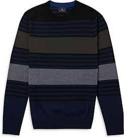 Multi-Stripe Merino Wool Pullover Sweater