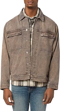 Coated Taupe Darted Trucker Jacket