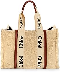 Woody Leather Trimmed Large Shearling Tote