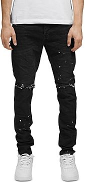 P001-bos Slim Fit Jeans in Black Over Spray