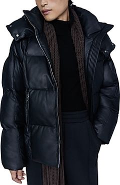 Mikko Leather Down Jacket with Removable Hood