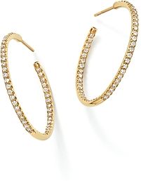 18K Yellow Gold Micropave Inside-Out Diamond Hoop Earrings