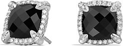 Chatelaine Pave Bezel Stud Earrings with Black Onyx and Diamonds