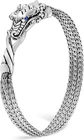 Sterling Silver Legends Naga Multi-Chain Bracelet with Sapphire Eyes