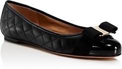 Varina Quilted Leather Cap Toe Ballet Flats