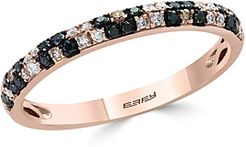 Black, White & Brown Diamond Stacking Ring in 14K Rose Gold - 100% Exclusive