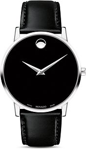 Museum Classic Black Leather Strap Watch, 40mm