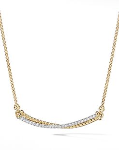 Crossover Bar Necklace in 18K Yellow Gold with Diamonds