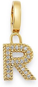 18K Yellow Gold Diamond Initial Charm