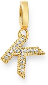 18K Yellow Gold Diamond Initial Charm