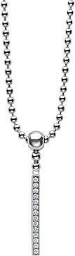 Sterling Silver Caviar Spark Diamond Stick Pendant Necklace, 16