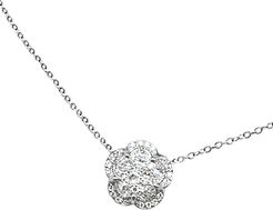 18K White Gold Ton Joli - Je T'aime Diamond Flower Pendant Necklace, 17