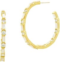 Color Theory Pave & Baguette Hoop Earrings in 14K Gold-Plated Sterling Silver