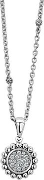 Sterling Silver Caviar Spark Diamond Pendant Necklace, 18