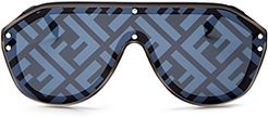 Unisex Logo Print Shield Sunglasses 99mm