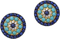 Diamond, Blue Sapphire & Turquoise Stud Earrings in 14K Yellow Gold - 100% Exclusive
