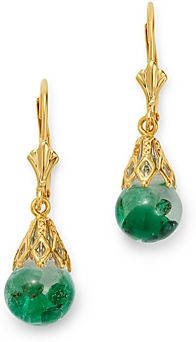 Emerald Drop Earrings in 14K Yellow Gold - 100% Exclusive