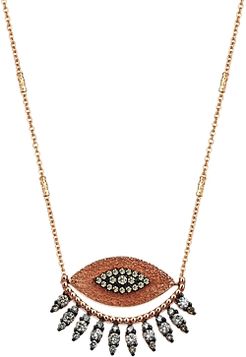 Champagne Diamond 10th Eye Regina Pendant Necklace in 14K Rose Gold, 19