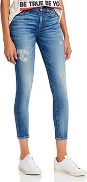 High-Waist Ankle Skinny Jeans in Distress Authentic Light Update