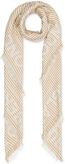 Striped Logo Jacquard Silk & Wool Scarf