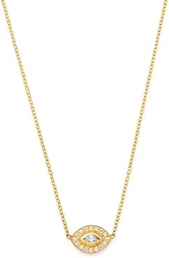 14K Yellow Gold Paris Diamond Marquis Halo Pendant Necklace, 14-16