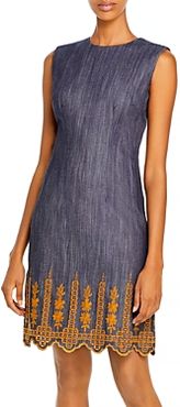 Embroidered Sheath Dress