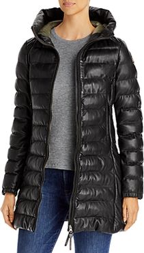 Demi Hooded Leather Puffer Coat