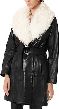Out of Line Shearling Collar Trench Coat