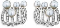 18K White Gold Spectrum Diamond and Cultured Freshwater Pearl Earrings