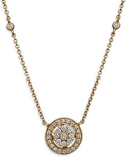 18K Yellow Gold Diamond Flower Pendant Necklace, 16