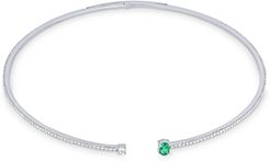 18K White Gold Spectrum Diamond and Emerald Collar Necklace, 13