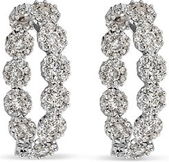 18K White Gold Diamond Flower Drop Earrings