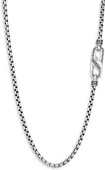 Sterling Silver Classic Chain Medium Carabiner Box Chain Necklace, 24
