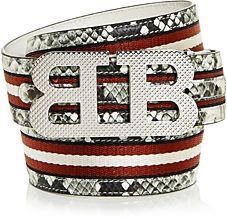 Mirror B Snake Embossed Reversible Leather Belt