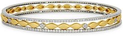 Petals and Pave Stack Bangle Bracelets, Set of 3