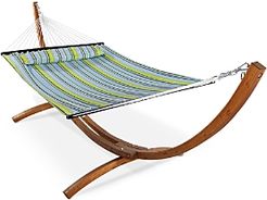 Quilted 2-Person Hammock with Arc Wood Stand