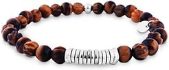 Brown Tiger Eye Beaded Bracelet with Sterling Silver Spacer Discs