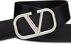 Logo Buckle Leather Belt