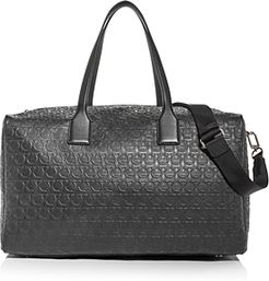 Travel Gancini Embossed Leather Duffel Bag