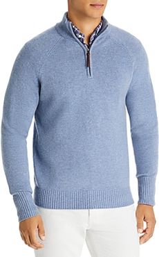 Cashmere Solid Quarter Zip Mock Neck Sweater