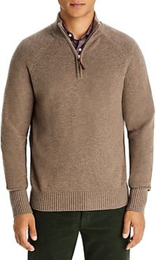 Cashmere Solid Quarter Zip Mock Neck Sweater