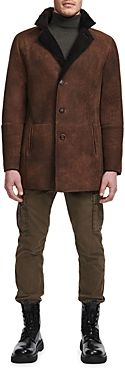 Royce Double Face Leather & Shearling Trim Coat