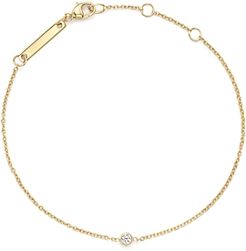 14K Yellow Gold Chain Bracelet with Bezel-Set Diamond