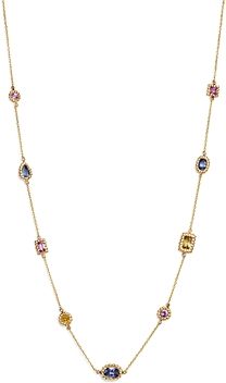 Multicolor Sapphire Beaded Station Necklace in 14K Yellow Gold, 16.75 - 100% Exclusive