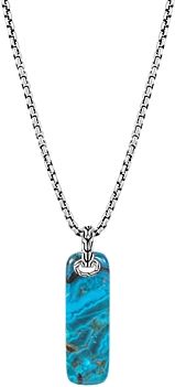 Sterling Silver Classic Chain Chrysocolla Bar Pendant Necklace, 26