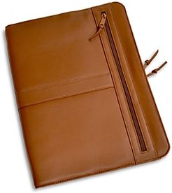 Luxury Leather Zip-Around Portfolio & iPad Tablet Organizer