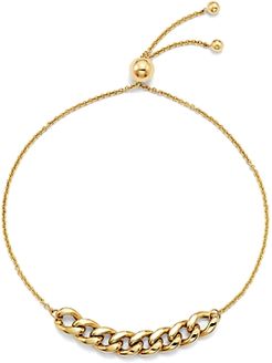14K Yellow Gold Large Curb Chain Bolo Bracelet