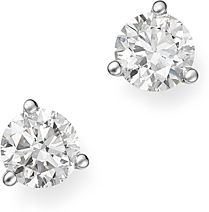 Diamond Stud Earrings in 14K White Gold 3-Prong Martini Setting, 0.90 ct. t.w. - 100% Exclusive