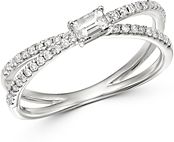 Baguette Diamond Crossover Ring in 14K White Gold, 0.40 ct. t.w. - 100% Exclusive